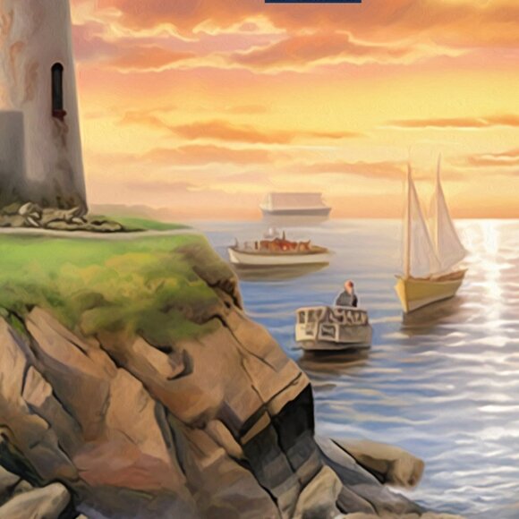 16x20 Lighthouse‎ Majestic Landscape Scene Watercolor Oil Painting - Picture 6 of 8